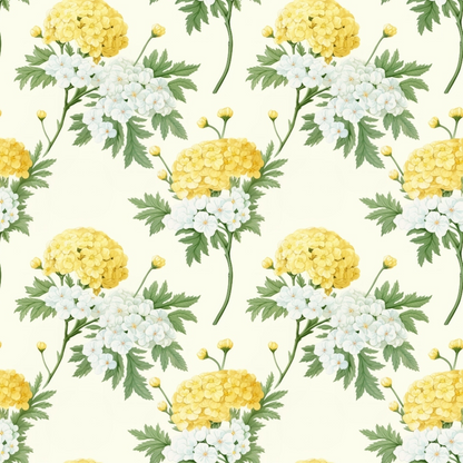 Floral Yellow Cottage Gardens Pattern 3 Quilting Cotton Fabric