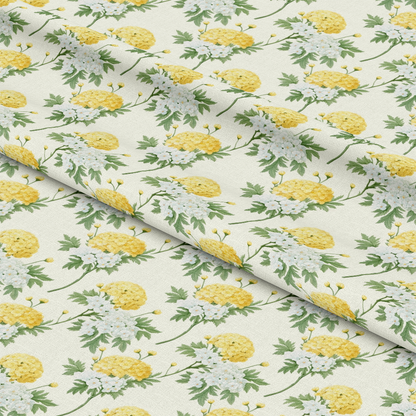 Floral Yellow Cottage Gardens Pattern 3 Quilting Cotton Fabric