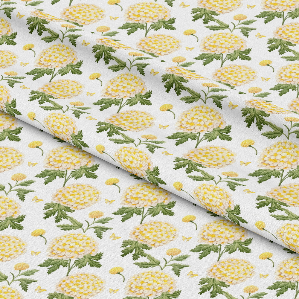Floral Yellow Cottage Gardens Pattern 4 Quilting Cotton Fabric