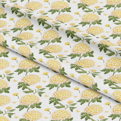 Floral Yellow Cottage Gardens Pattern 4 Quilting Cotton Fabric