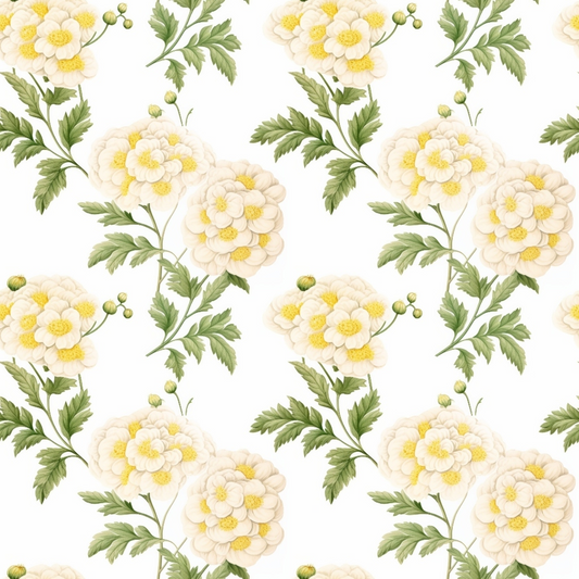 Floral Yellow Cottage Gardens Pattern 7 Quilting Cotton Fabric