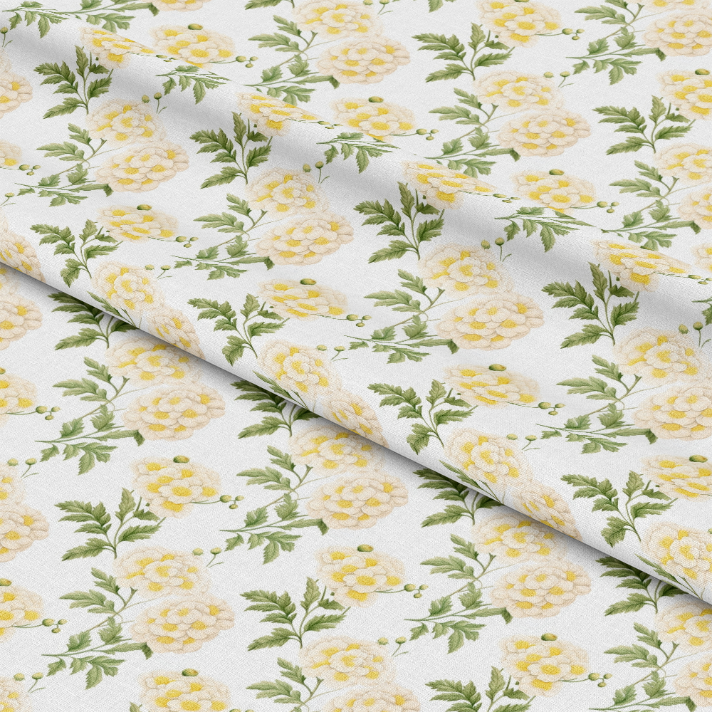 Floral Yellow Cottage Gardens Pattern 7 Quilting Cotton Fabric