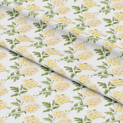 Floral Yellow Cottage Gardens Pattern 7 Quilting Cotton Fabric