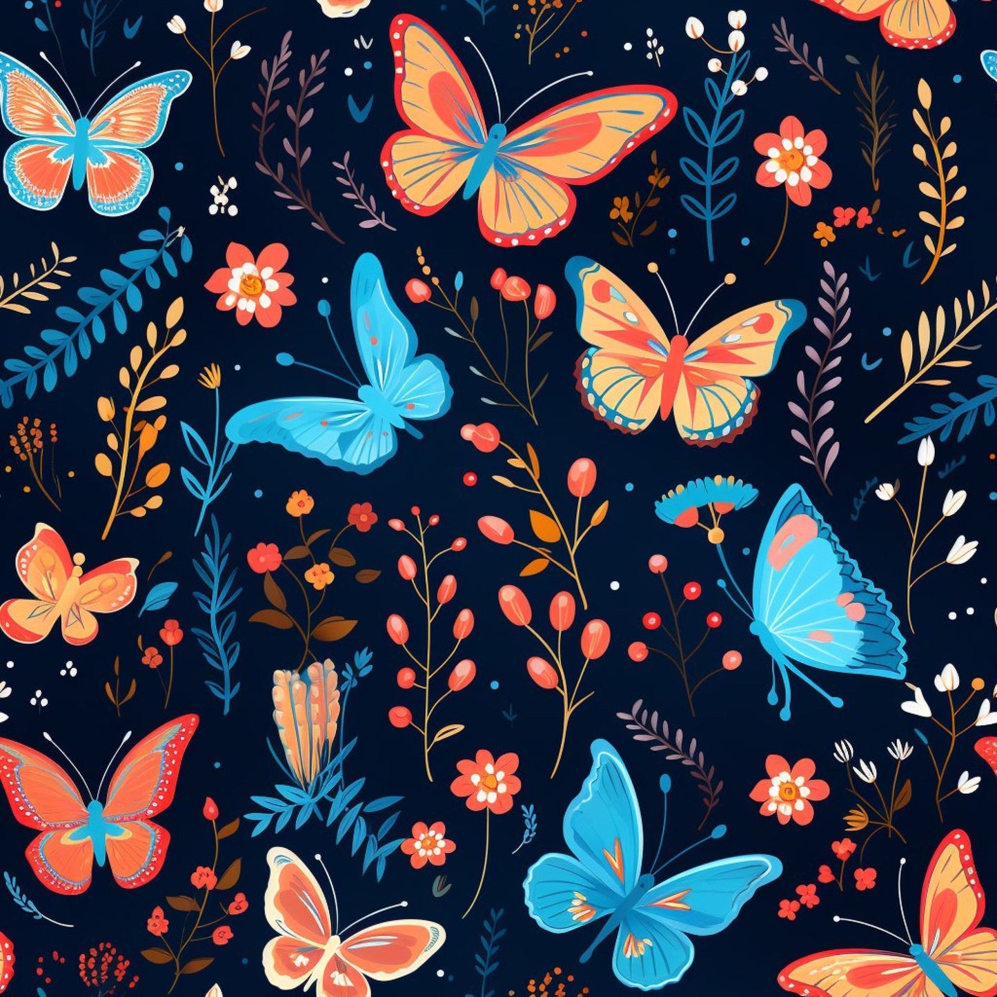 Floral Butterfly Pattern 3 Quilting Cotton Fabric
