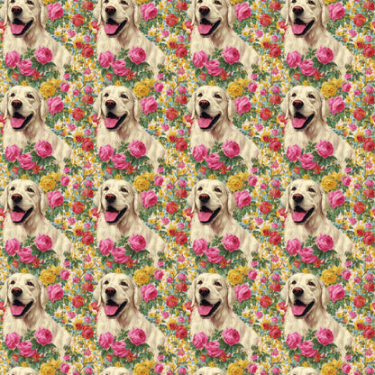 Floral Golden Lab Pattern 1 Quilting Cotton Fabric