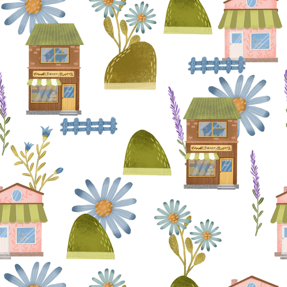 Blossom Village Pattern 1 Minky Fabric