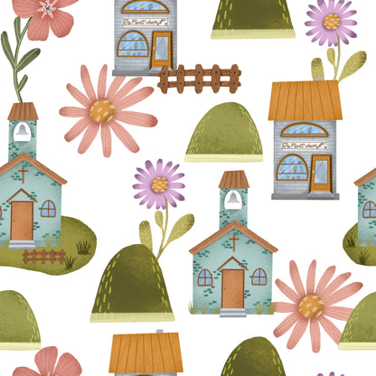 Blossom Village Pattern 2 Minky Fabric