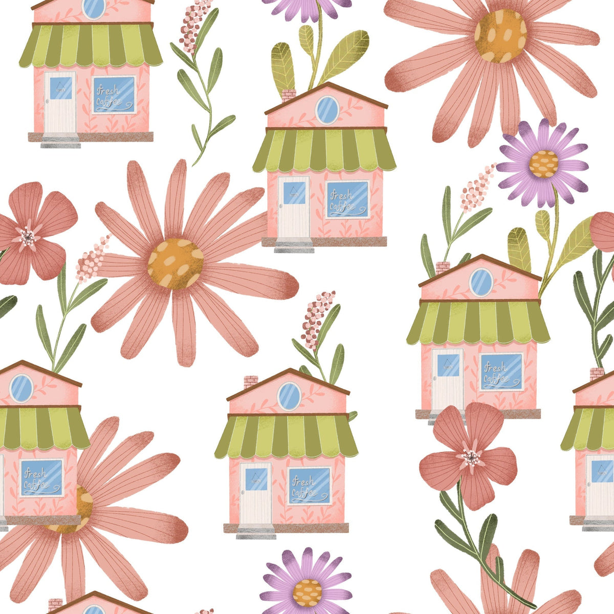 Blossom Village Pattern 4 Minky Fabric