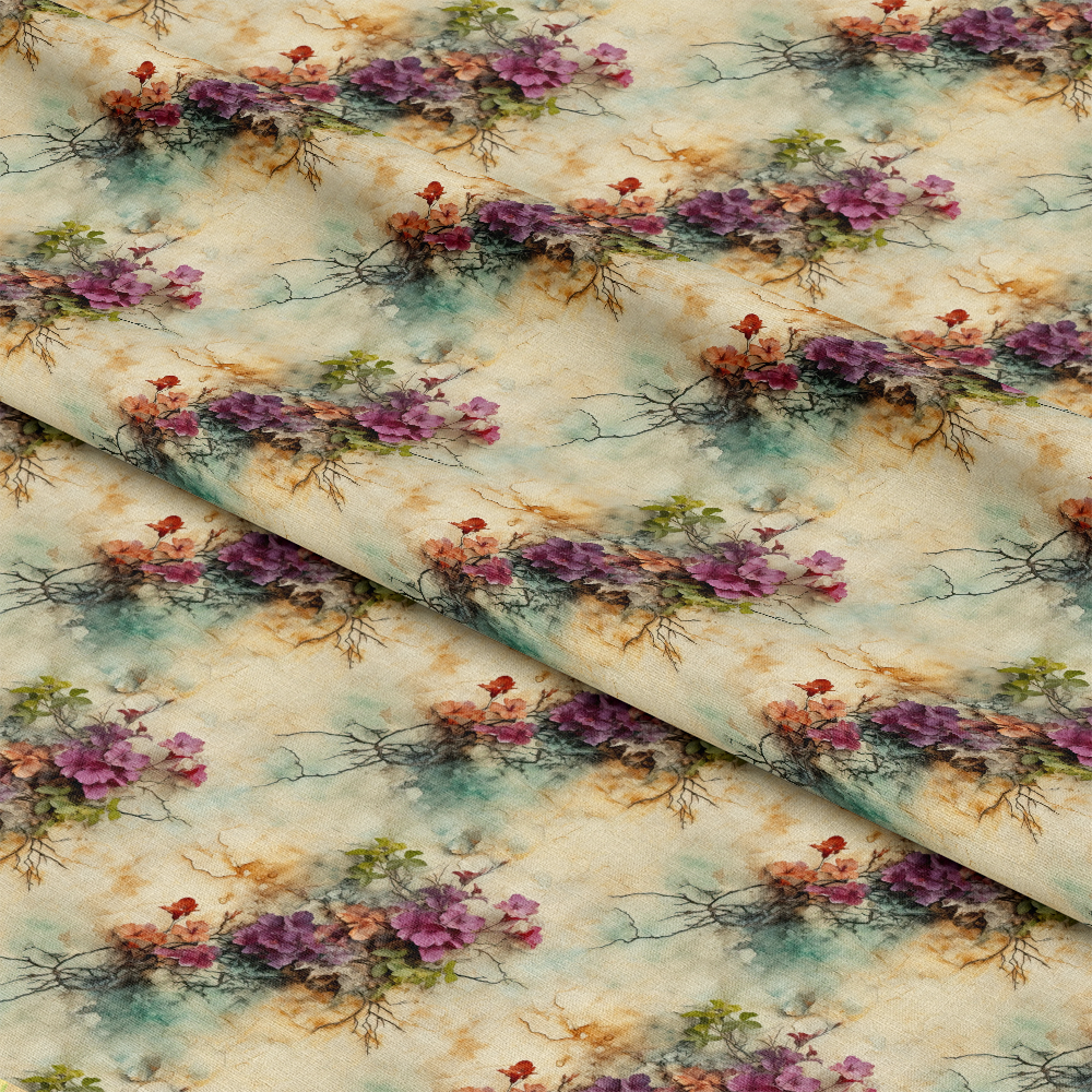 Flowers and Swirls Pattern 8 Quilting Cotton Fabric