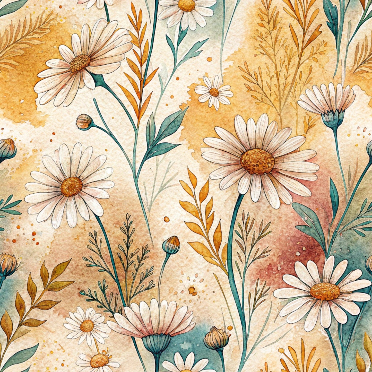 Folk Floral Pattern 3 Quilting Cotton Fabric