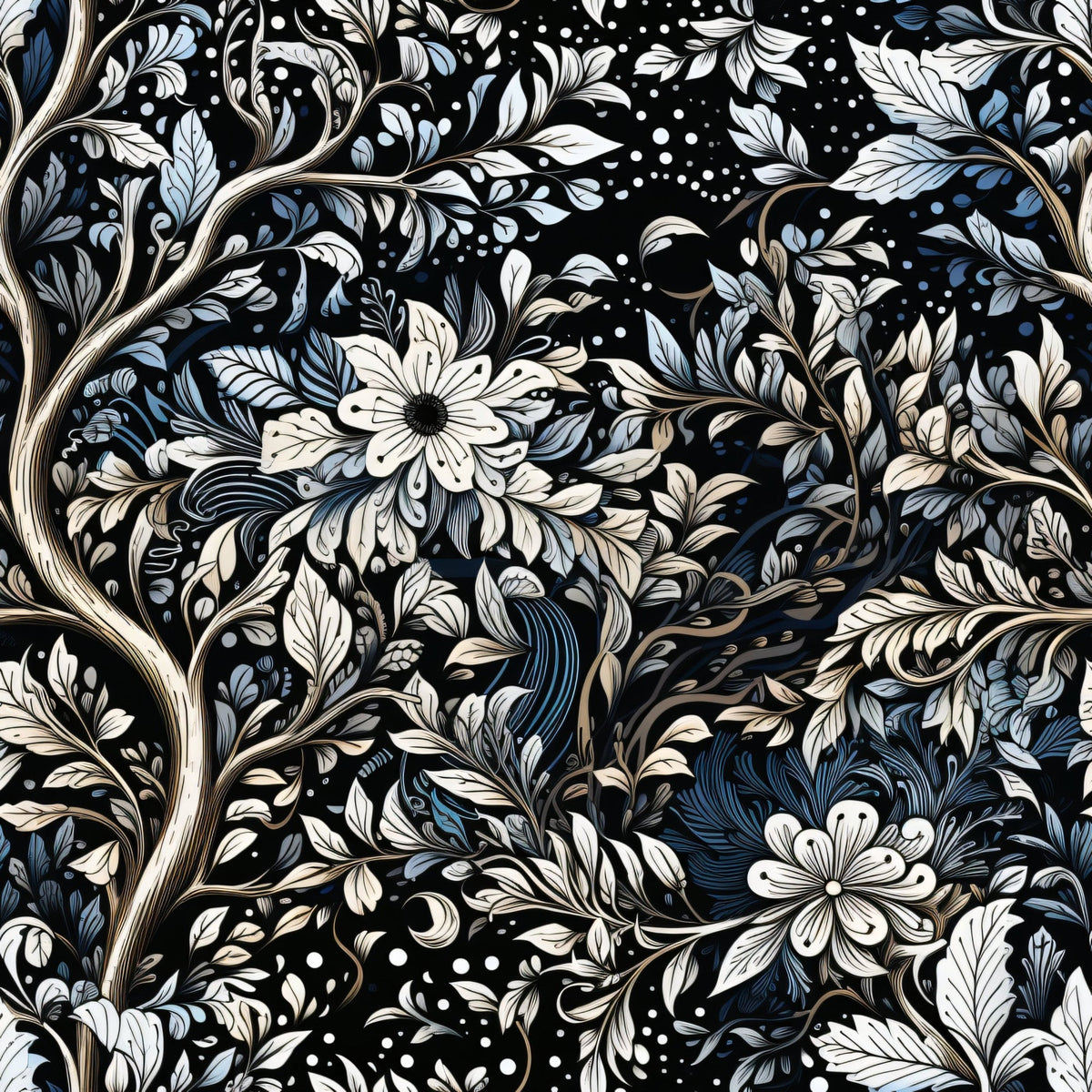 Midnight Bramble Pattern 8 Minky Fabric