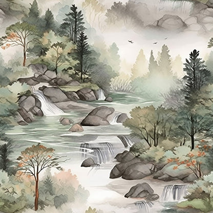 Misty Woodland Brook Pattern 2 Minky Fabric