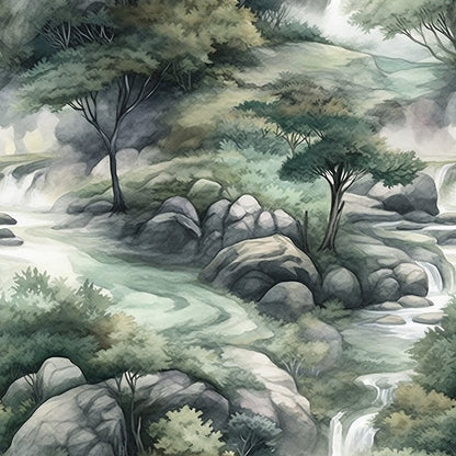 Misty Woodland Brook Pattern 5 Minky Fabric
