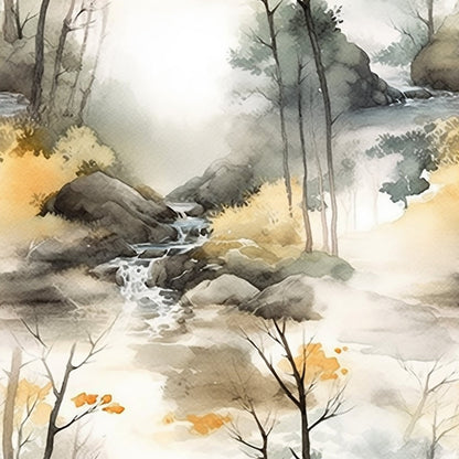 Misty Woodland Brook Pattern 6 Minky Fabric