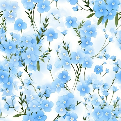 Forget Me Not Blue Florals Pattern 1 Quilting Cotton Fabric