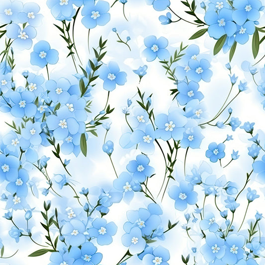 Forget Me Not Blue Florals Pattern 1 Quilting Cotton Fabric