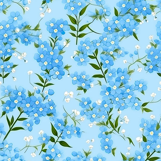 Forget Me Not Blue Florals Pattern 10 Quilting Cotton Fabric