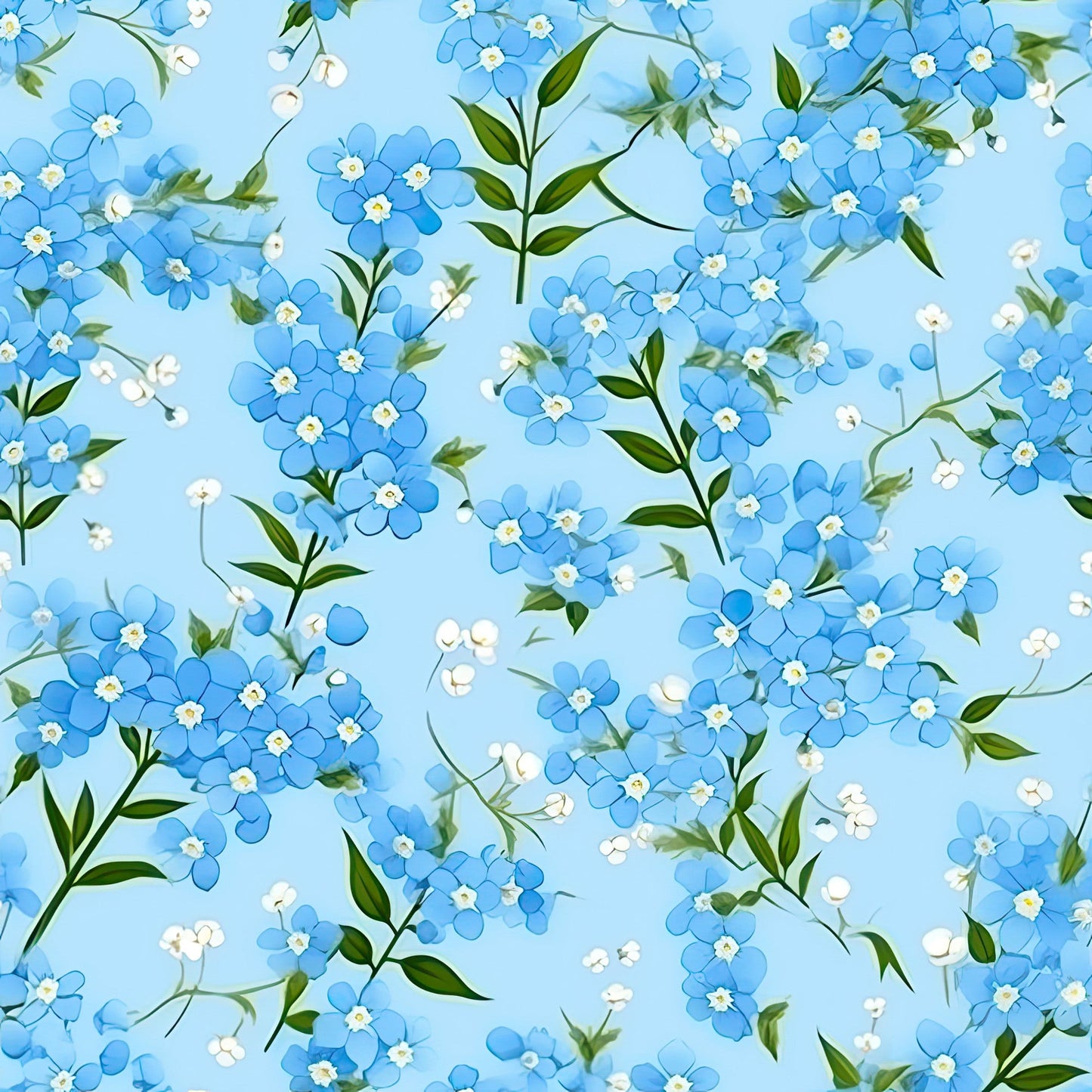 Forget Me Not Blue Florals Pattern 10 Quilting Cotton Fabric
