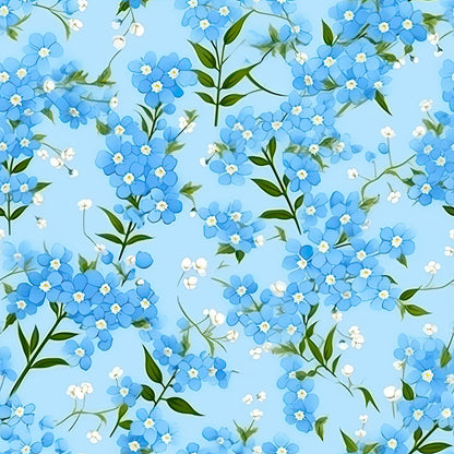 Forget Me Not Blue Florals Pattern 10 Quilting Cotton Fabric