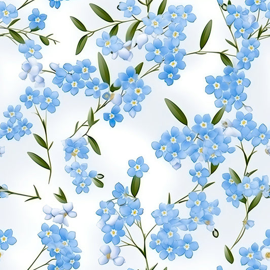 Forget Me Not Blue Florals Pattern 11 Quilting Cotton Fabric