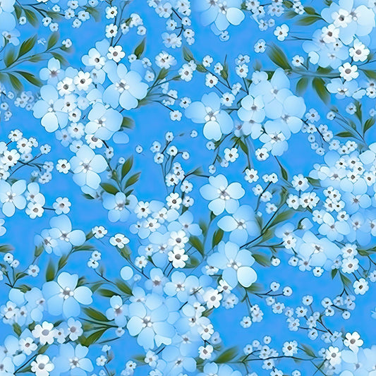 Forget Me Not Blue Florals Pattern 12 Quilting Cotton Fabric