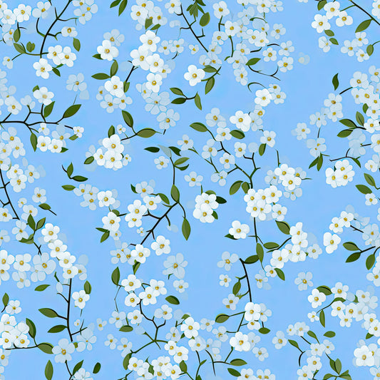 Forget Me Not Blue Florals Pattern 2 Quilting Cotton Fabric