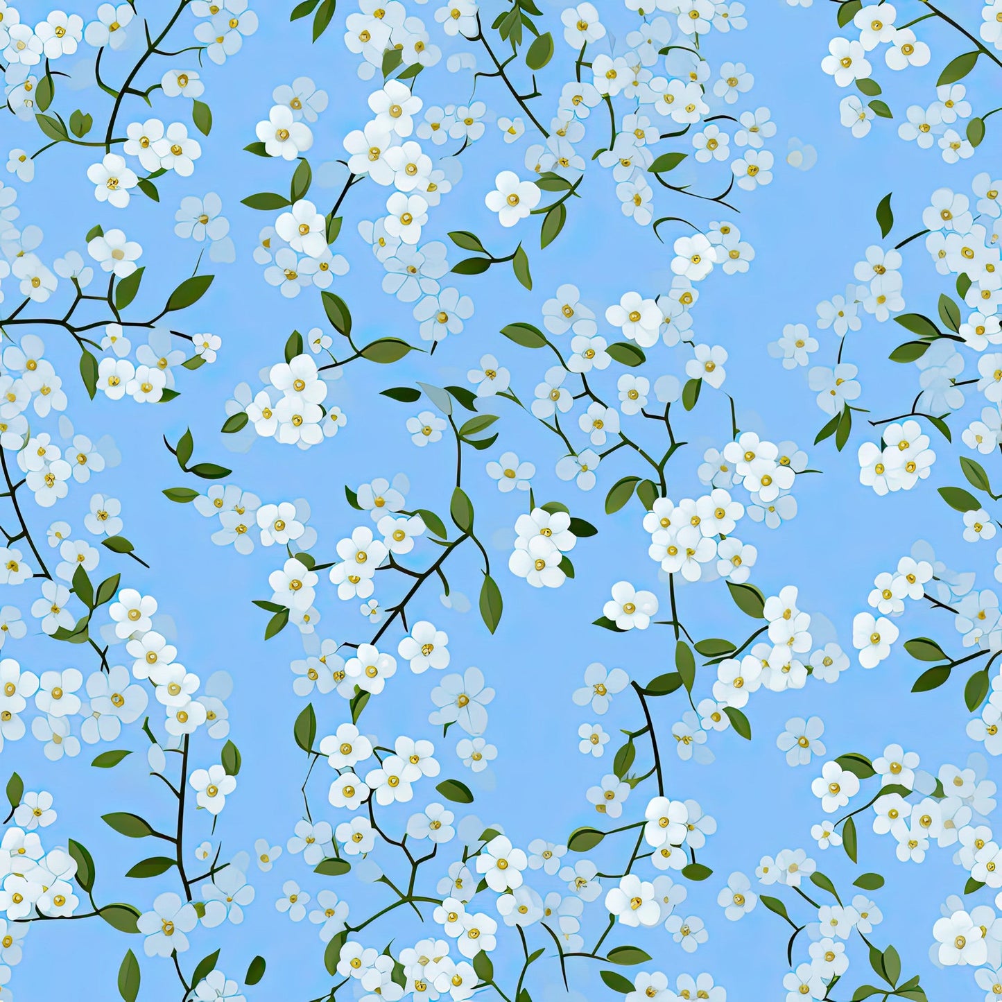 Forget Me Not Blue Florals Pattern 2 Quilting Cotton Fabric