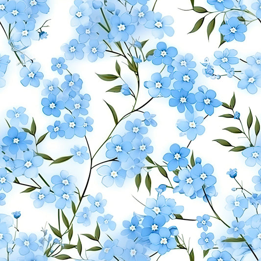 Forget Me Not Blue Florals Pattern 3 Quilting Cotton Fabric