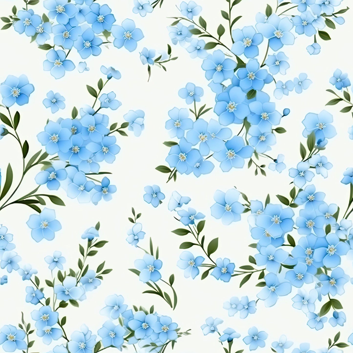 Forget Me Not Blue Florals Pattern 5 Quilting Cotton Fabric