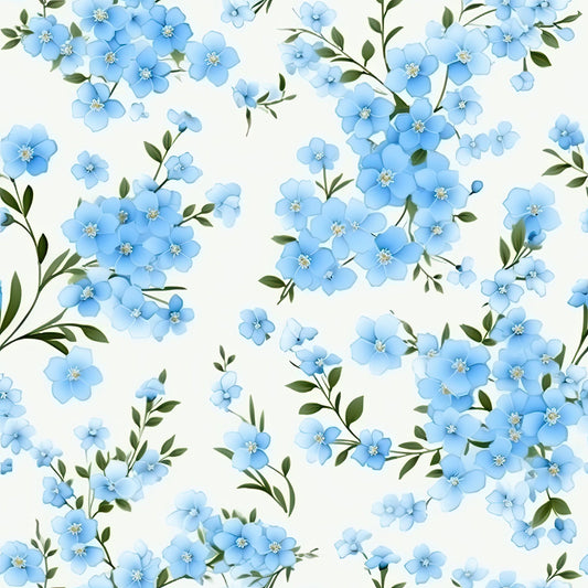 Forget Me Not Blue Florals Pattern 5 Quilting Cotton Fabric