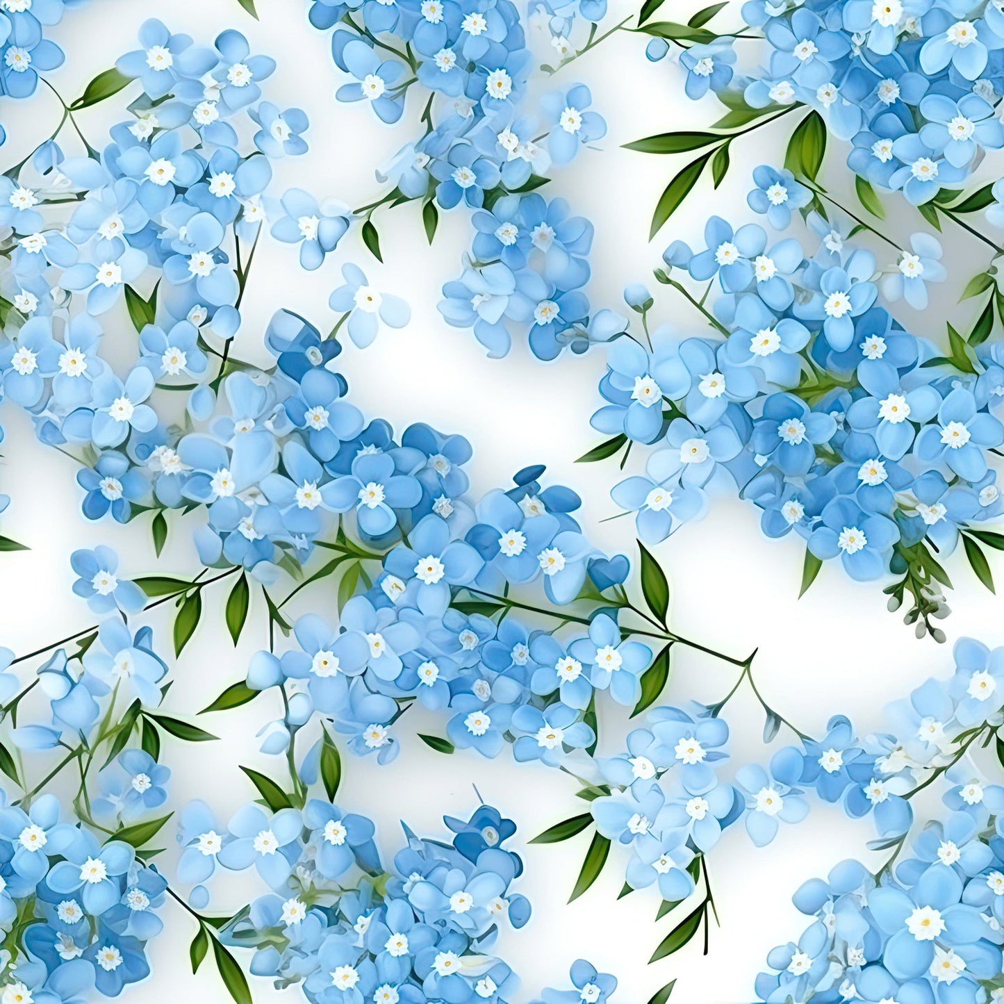 Forget Me Not Blue Florals Pattern 6 Quilting Cotton Fabric