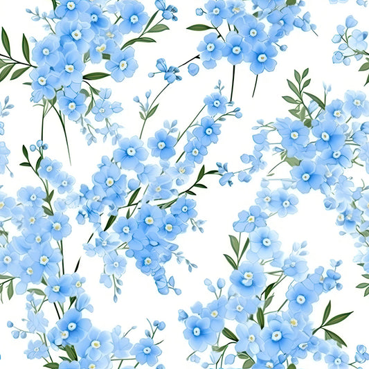 Forget Me Not Blue Florals Pattern 7 Quilting Cotton Fabric