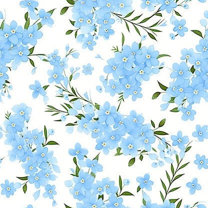 Forget Me Not Blue Florals Pattern 8 Quilting Cotton Fabric