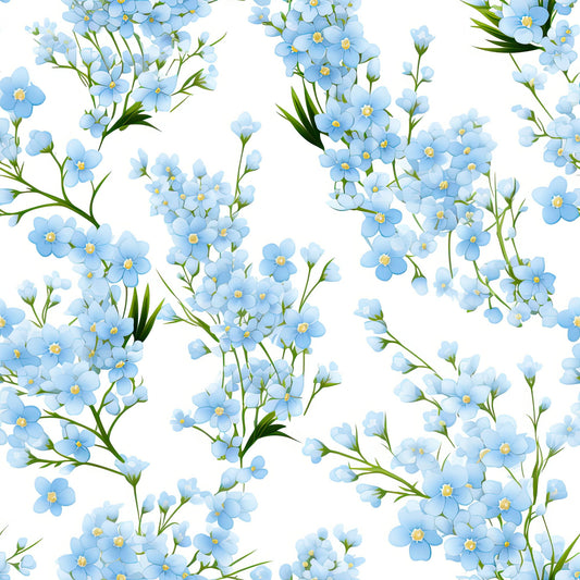 Forget Me Not Blue Florals Pattern 9 Quilting Cotton Fabric