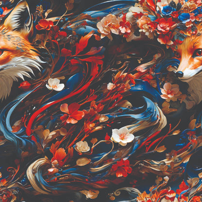 Fox and Flowers Pattern 1 Minky Fabric