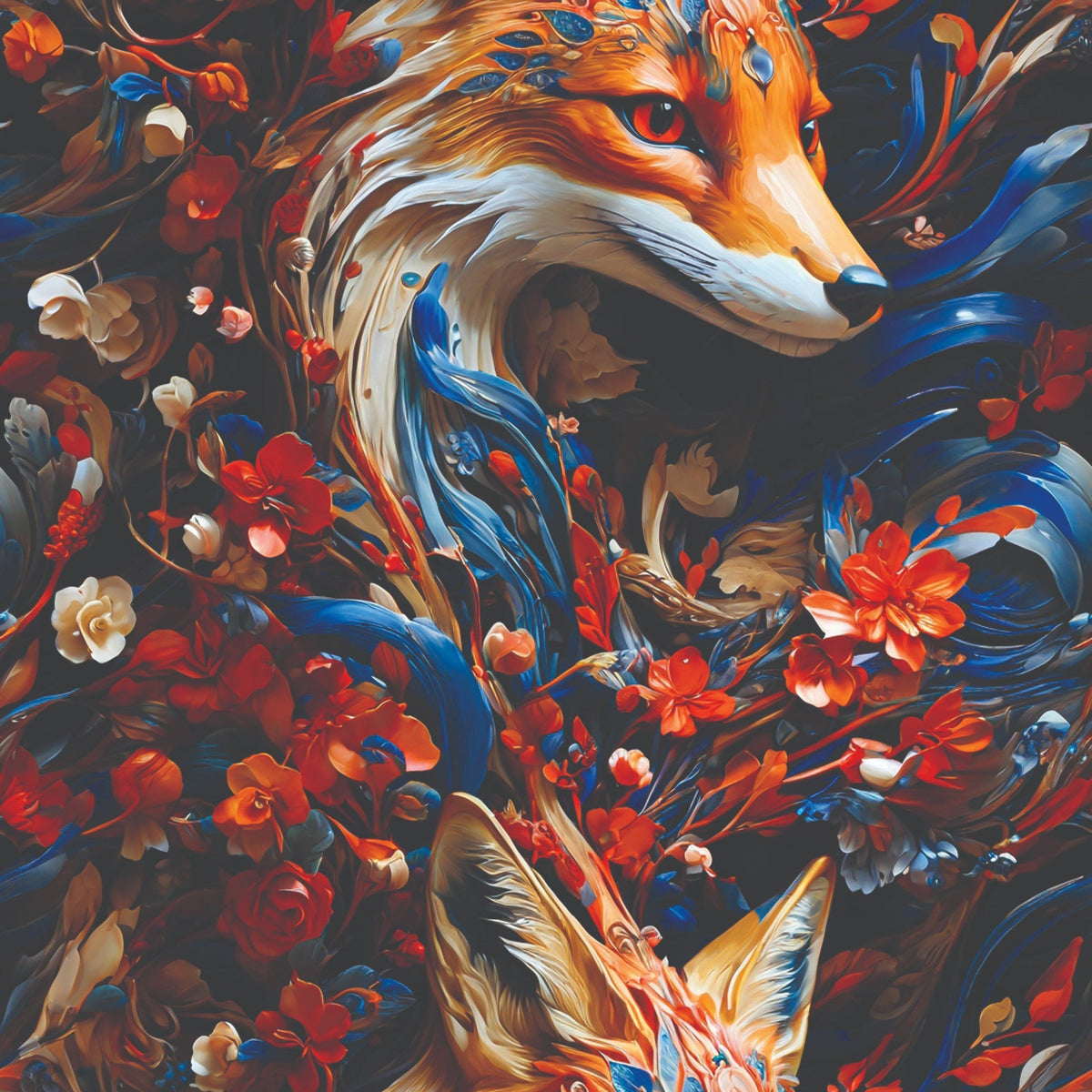 Fox and Flowers Pattern 10 Minky Fabric