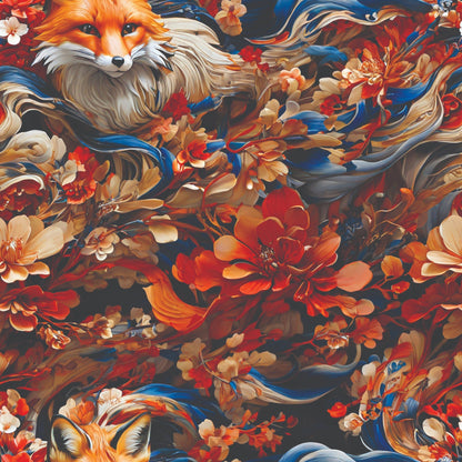 Fox and Flowers Pattern 4 Minky Fabric