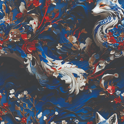 Fox and Flowers Pattern 6 Minky Fabric