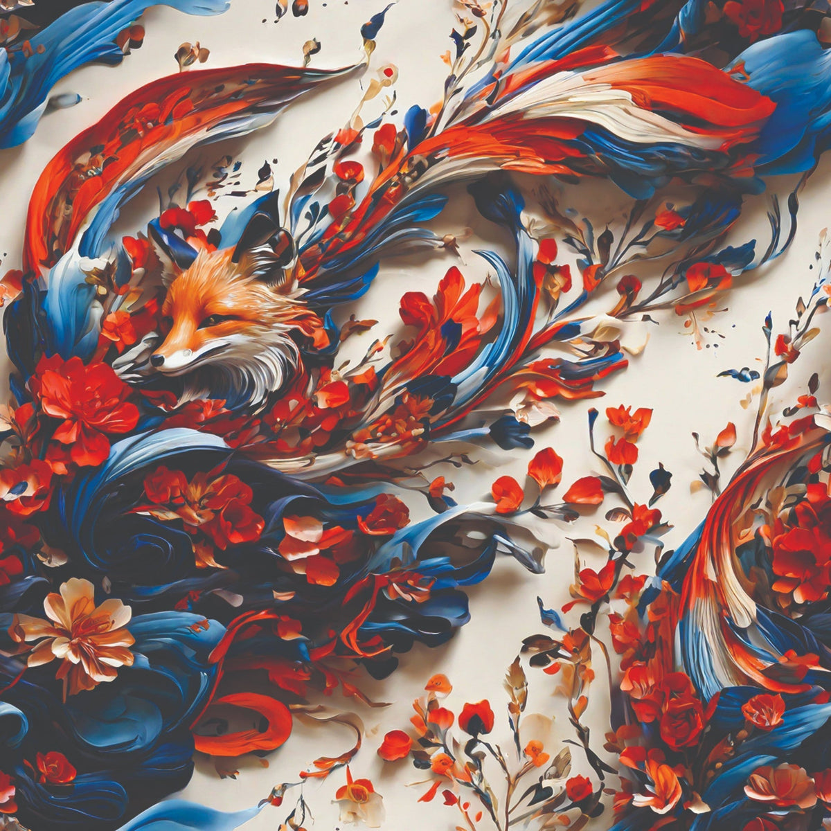Fox and Flowers Pattern 7 Minky Fabric