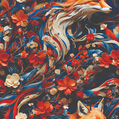 Fox and Flowers Pattern 8 Minky Fabric