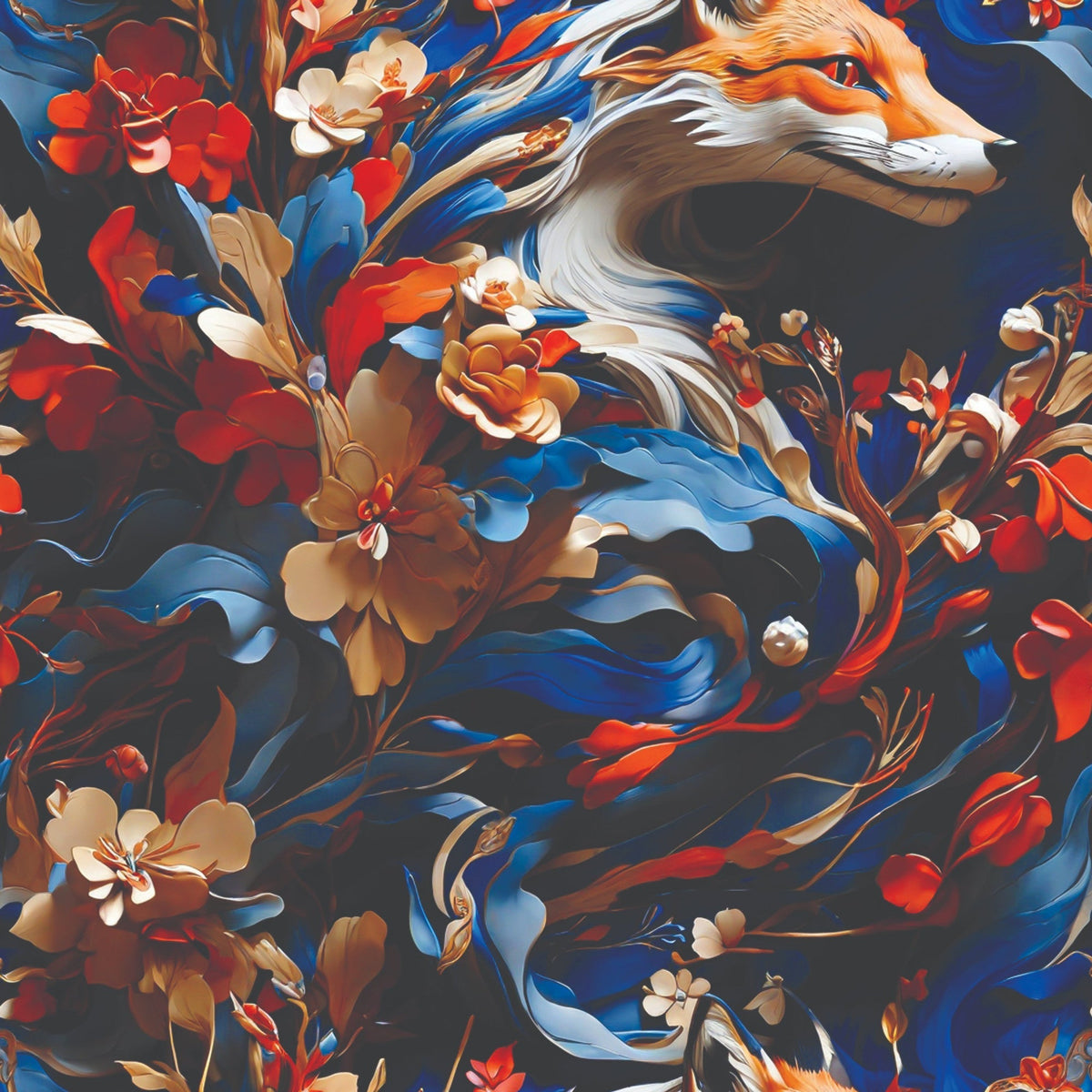 Fox and Flowers Pattern 9 Minky Fabric