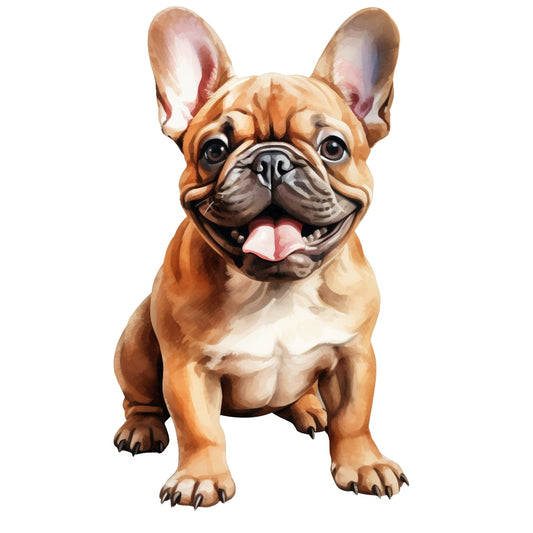French Bulldog Fabric Panel featuring a detailed and vibrant illustration of a happy French Bulldog puppy.