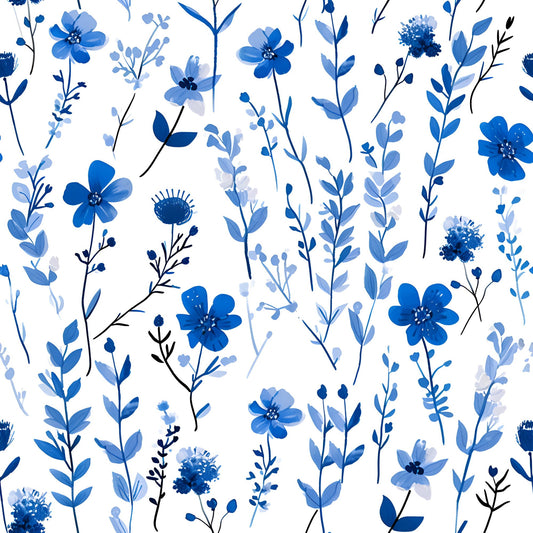 French Blue Cottagecore Pattern 11 Quilting Cotton Fabric