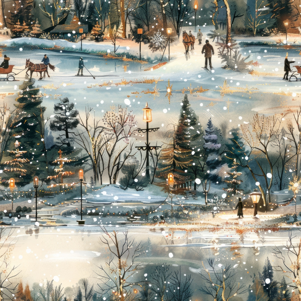 Lamplight Snowfall Pattern 10 Minky Fabric