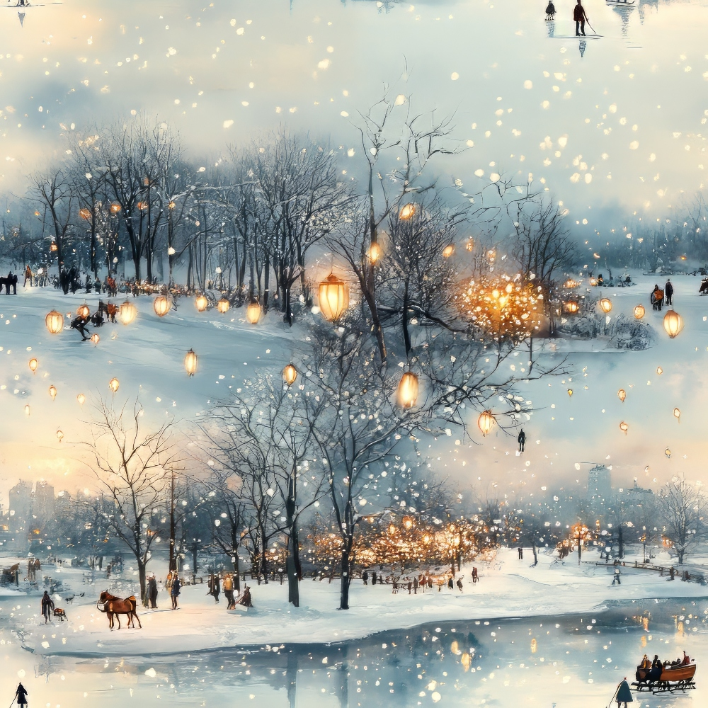 Lamplight Snowfall Pattern 13 Minky Fabric