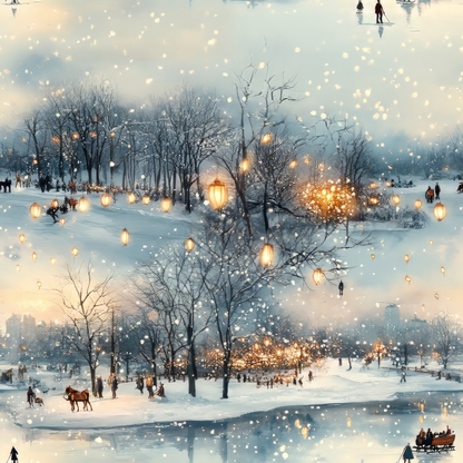 Lamplight Snowfall Pattern 13 Minky Fabric