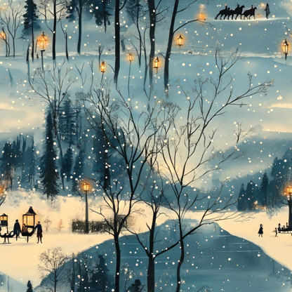 Lamplight Snowfall Pattern 15 Minky Fabric