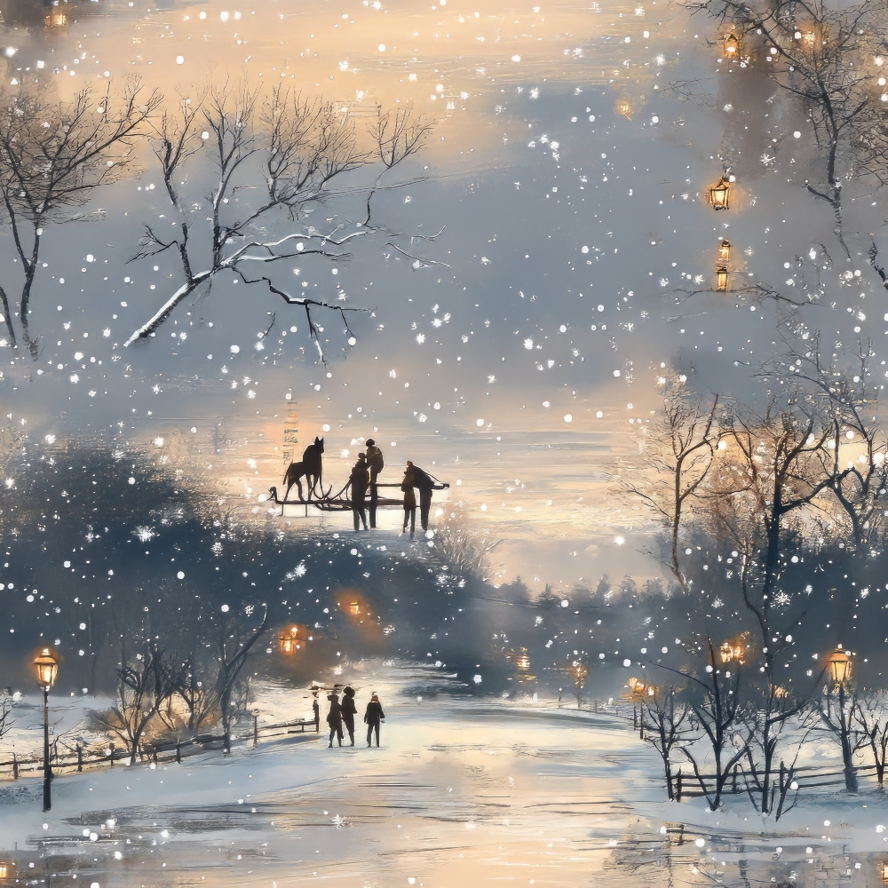 Lamplight Snowfall Pattern 1 Minky Fabric
