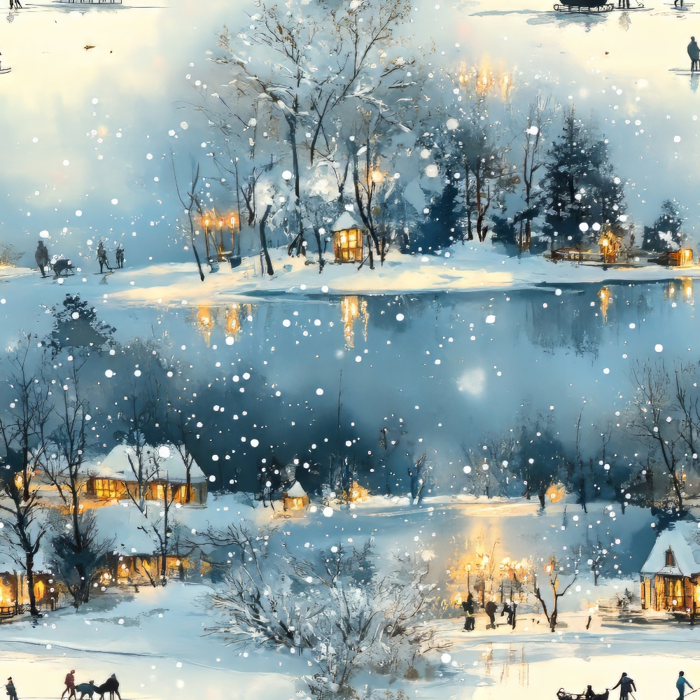 Lamplight Snowfall Pattern 2 Minky Fabric