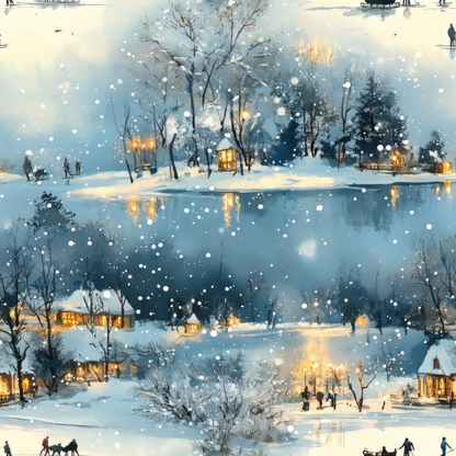 Lamplight Snowfall Pattern 2 Minky Fabric